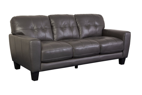 Porter Designs Porter Penner Charcoal Gray Top Grain Leather Sofa With Timeless Button Tufting For Elegant Living Gray Leather 02-189-01-5078