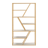 Homelegance By Top-Line Carmella Geometric Gold Finish Powder Coat Metal Bookcase Gold Metal