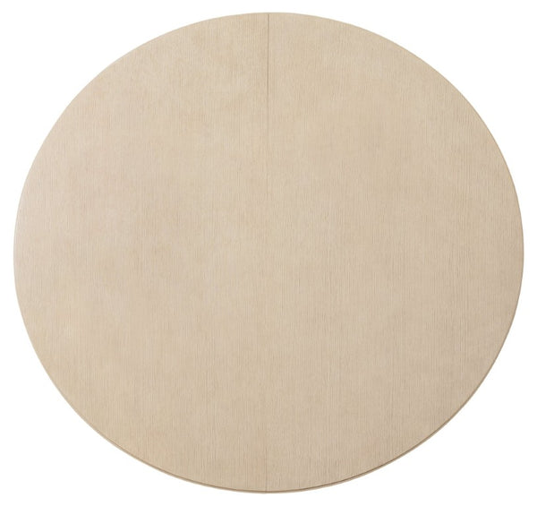 Hooker Furniture Westwood Polished Limestone Round Dining Table With 20" Leaf — Pedestal Base, Modern Oak Veneer 6133-75221-80