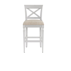 A.R.T. Furniture Palisade Counter Stool - Vintage White English Cottage Design With Upholstered Seat And Floor Glides White Parawood Solids,Foam,Fabric,Metal 273209-2917bl