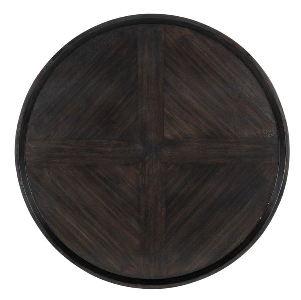 Hooker Furniture Commerce Acacia Round Cocktail Table 40" — Dark Natural Tray-Top, Curved Legs, Durable Solid Wood 7228-80105-89