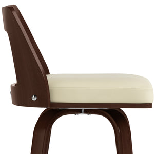 English Elm Ellison Bentwood Swivel Bar Stool Set Of 2 - Stylish Cream Vegan Leather For Modern Spaces B136P158612