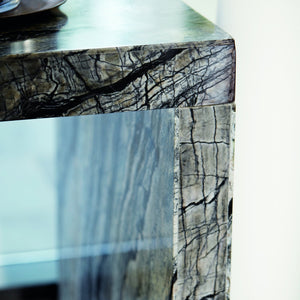 Bernhardt Bernhardt Sculptural Linea Desk With Black Forest Marble Top & Textured Graphite Pedestal, 72" K1100