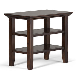English Elm Acadian Solid Wood Narrow Side Table - Elegant Brunette Finish With Open Shelves For Small Spaces B136P159400