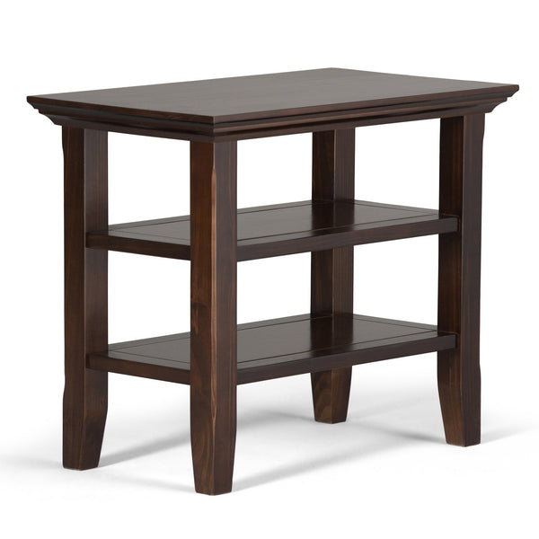 English Elm Acadian Solid Wood Narrow Side Table - Elegant Brunette Finish With Open Shelves For Small Spaces B136P159400