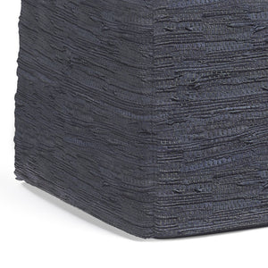 English Elm Fredrik Dark Blue Square Pouf – Handcrafted Leather Accent Piece For Versatile Seating & Style B136P159287