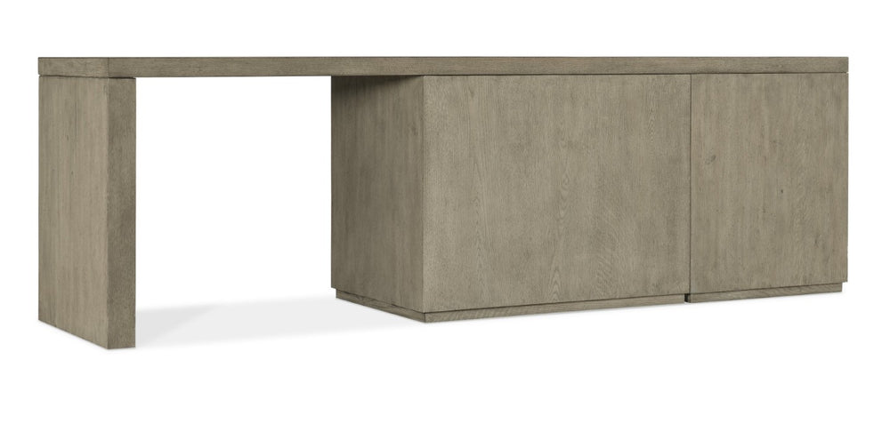 Hooker Furniture Linville 96" Mink Oak Executive Desk With Locking File, Open Cabinet, Adjustable Shelves, Finished Back 6150-10927-85