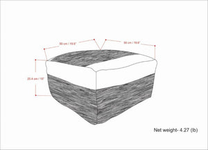 English Elm Mathis Square Woven Outdoor/Indoor Pouf - Grey/White Recycled PET, Water & UV Resistant Accent Stool B136P159024