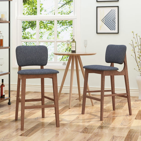English Elm Bar Chairs Set of Two Solid Rubberwood Mid-century Modern Barstools for Kitchen Islands 63560.00CHAR