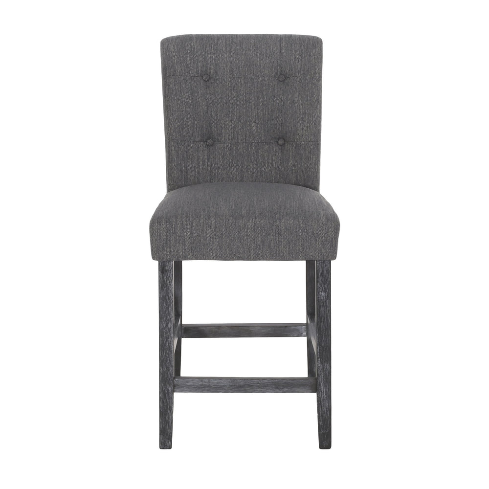 English Elm Christopher Knight Home® - Contemporary Button-Tufted Fabric Counter Stools Set of 2 with Espresso Legs, Waffle Stitch Comfort Charcoal 71254.00CHAR