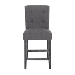English Elm Christopher Knight Home® - Contemporary Button-Tufted Fabric Counter Stools Set of 2 with Espresso Legs, Waffle Stitch Comfort Charcoal 71254.00CHAR