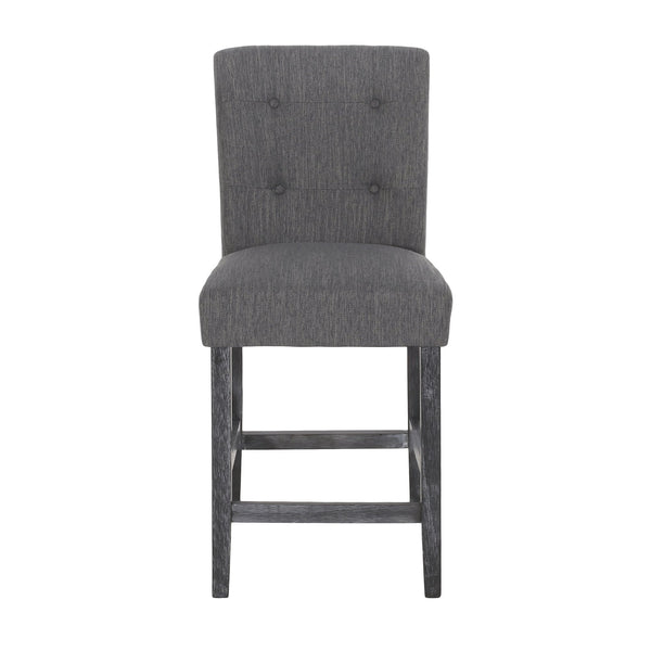English Elm Christopher Knight Home® - Contemporary Button-Tufted Fabric Counter Stools Set of 2 with Espresso Legs, Waffle Stitch Comfort Charcoal 71254.00CHAR