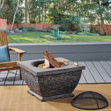 Christopher Knight Home® - Noble House - Mia Outdoor 32" Wood Burning Light-Weight Concrete Square Fire Pit