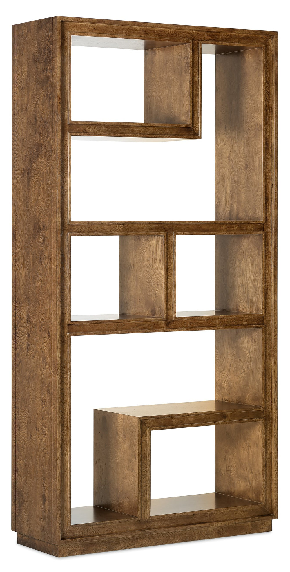 Hooker Furniture Melange Romano Oak and Glass Etagere with Led Lighting for Transitional Living Rooms 16.00L x 45.00W x 90.00H 628-50755-82