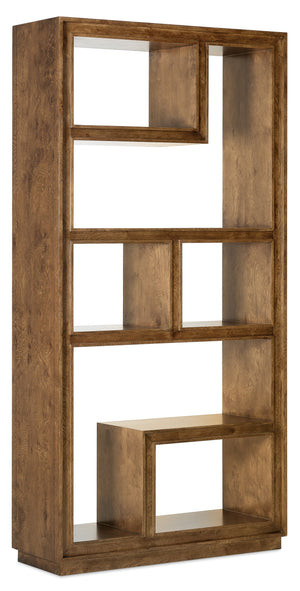 Hooker Furniture Melange Romano Oak and Glass Etagere with Led Lighting for Transitional Living Rooms 16.00L x 45.00W x 90.00H 628-50755-82