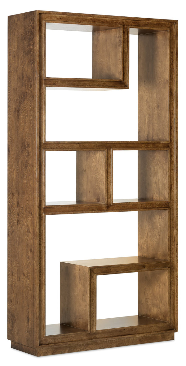 Hooker Furniture Melange Romano Oak and Glass Etagere with Led Lighting for Transitional Living Rooms 16.00L x 45.00W x 90.00H 628-50755-82