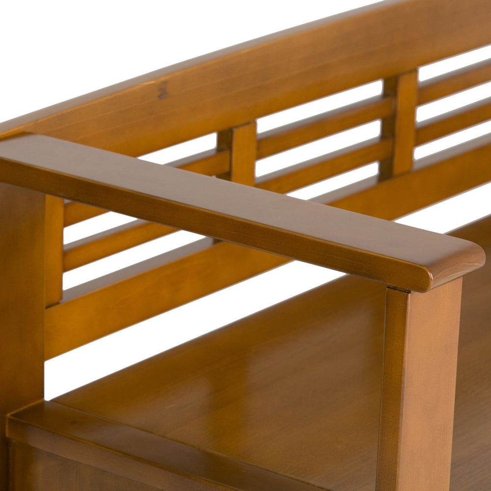 English Elm Adams Entryway Storage Bench - Handcrafted Light Avalon Brown With Lift-Top Design & Seating For Two B136P158098