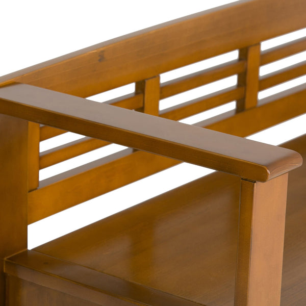 English Elm Adams Entryway Storage Bench - Handcrafted Light Avalon Brown With Lift-Top Design & Seating For Two B136P158098