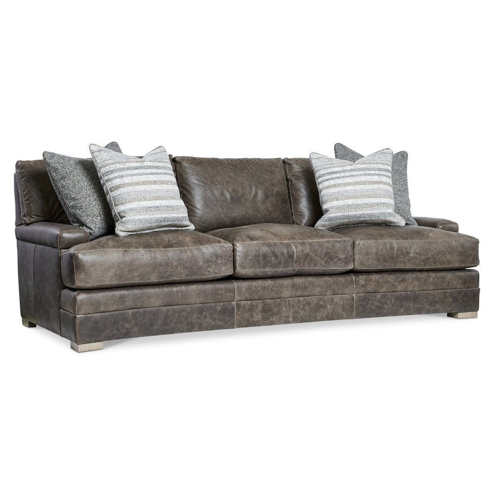 Bernhardt Bernhardt Burnham Leather Sofa With Tailored Stitching, Deep Seats, Box-Stitched Backs & Pillows 7207LO