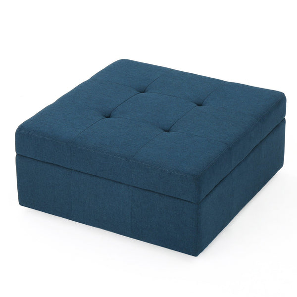 English Elm Larkin Tufted Storage Ottoman with Rolling Casters for Modern Living Rooms 53068.00NBL
