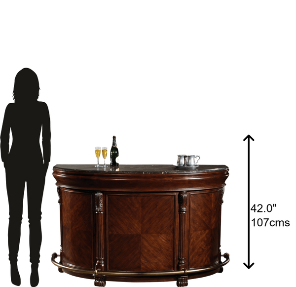 Hekman Furniture 693001 Niagara Bar – Elegant Italian Marble Top, Wine Storage, And Antique Brass Footrest For Luxury Rustic Cherry Niagara Bar 693001