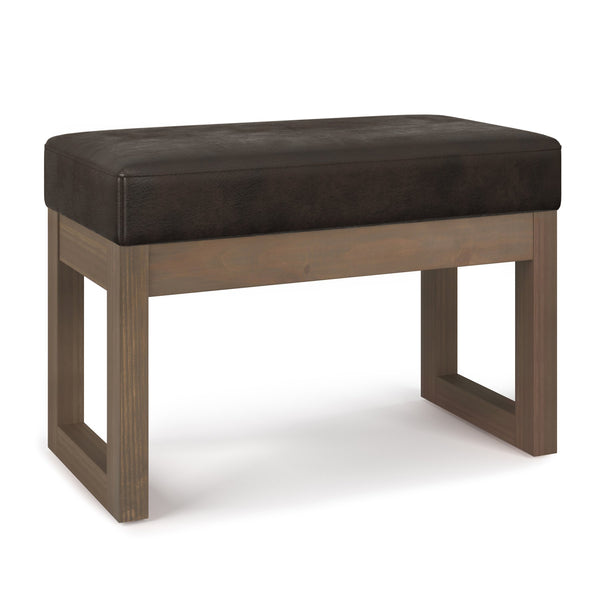 English Elm Milltown Versatile Small Ottoman Bench - Distressed Dark Brown Vegan Leather, Stylish Footrest & Seating B136P159085