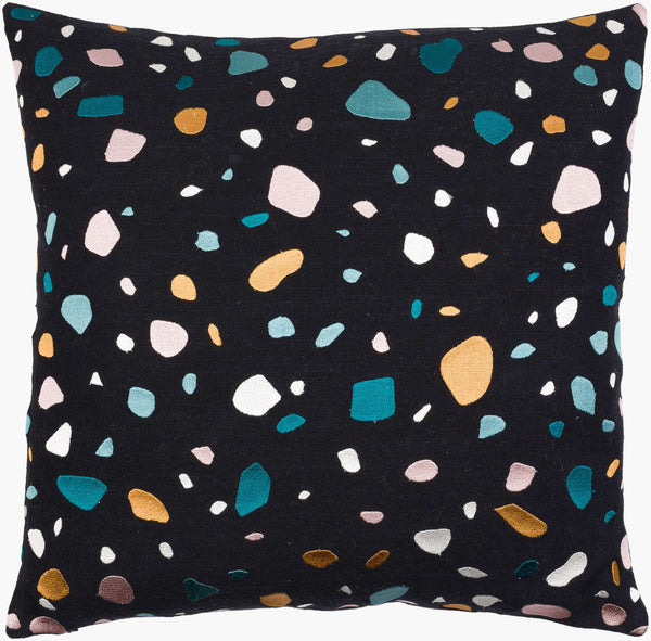 Surya Terra 18"X18" Modern Minimalist Accent Pillow With Geometric Pattern & Soft Cotton Fabric Design Black Cotton,Cotton Rra002-2020