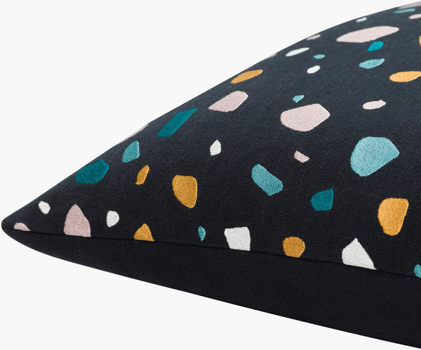 Surya Terra 18"X18" Modern Minimalist Accent Pillow With Geometric Pattern & Soft Cotton Fabric Design Black Cotton,Cotton Rra002-2020