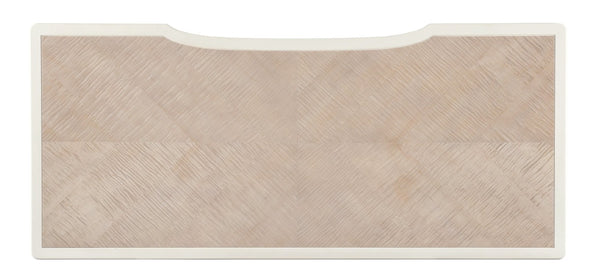 Hooker Furniture Hera Almond White Writing Desk With Figured Maple Accents, 5 Drawers & Flexible Left/Right Surface 6052-10459-80