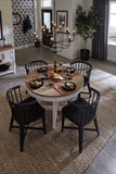 Americana Modern Dining 48-66" Round Dining Table and 4 Black Barrel Chairs Cotton DAME-5PC-48RND-2118 Parker House