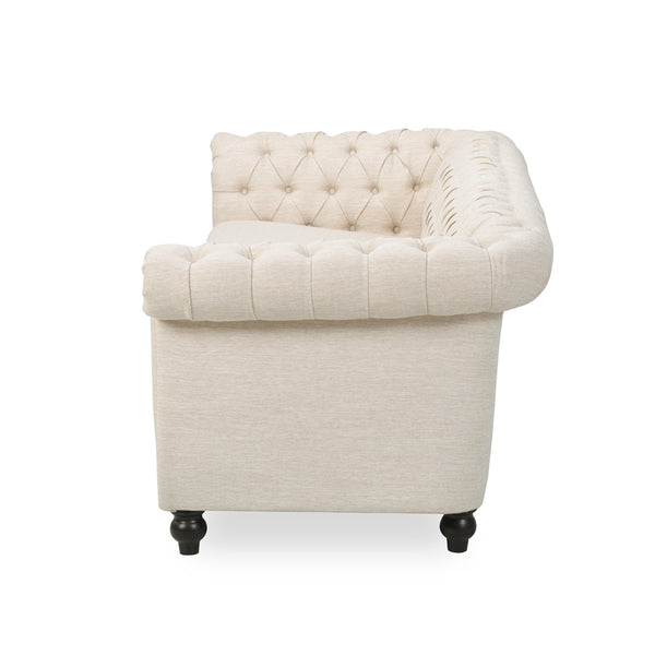 English Elm Sofa Chesterfield Three Seat Tufted Scrolled Arm Nailhead Living Room Formal Piece 68014.00FBGE