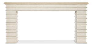 Hooker Furniture Commerce Melrose Console Table — Alabaster Textured Plaster Finish, Tiered Ridge Silhouette, Slim 68" Modern Entryway Centerpiece 7228-85134-02