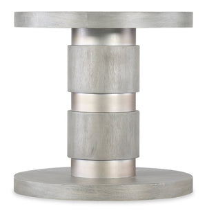 Hooker Furniture Melange Round Guilded Accent Table With Silver Leaf Insets, Gray Primavera Veneer, Casters For Mobility 628-80518-95