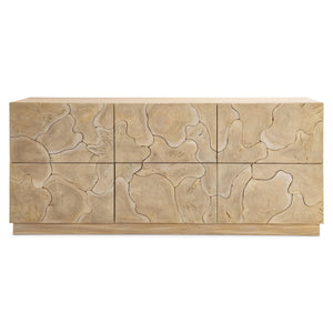 Bernhardt Bernhardt Calavaras Dresser In Bleached Teak — 6 Push-To-Open Drawers, Open-Work Rustic-Modern Design 347052