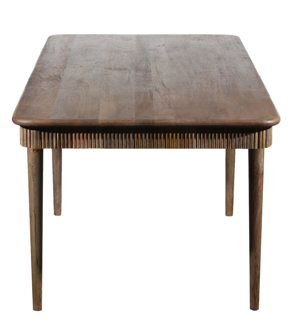 Porter Designs Porter Petra Solid Wood Dining Table - Elegant Retro French Design With Fluted Apron & Pin Legs Natural Wood 07-108-01-2345