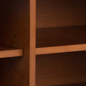 English Elm Draper - Elegant Mid-Century Low Tv Media Stand In Teak Brown With Storage & Cable Management Solutions B136P158153