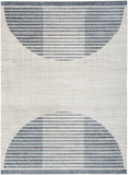 Nourison Astra Machine Washable ASW03 Machine Made Power-loomed Borderless Design Indoor Only Mid-Century Modern Scandinavian Rug Ivory Blue, Ivory Blue 100% Polyester 99446119773