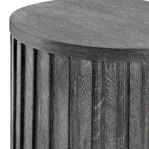 Bernhardt Bernhardt Sutton Drum Accent Table With Deep Reeding Rustic Oak Finish, 20" Round Top, 22" H 352124