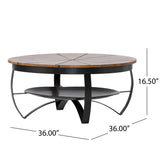 Christopher Knight Home® - Noble House - Hadfield Handcrafted Boho Mango Wood and Iron Coffee Table, Natural and Black