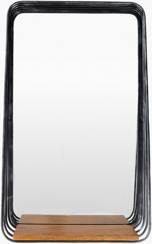Surya Carter 32"H Hand-painted Vertical Mirror - Charming Metal & Iron Design For Traditional Décor Frame, Black Iron Rrt001-1932