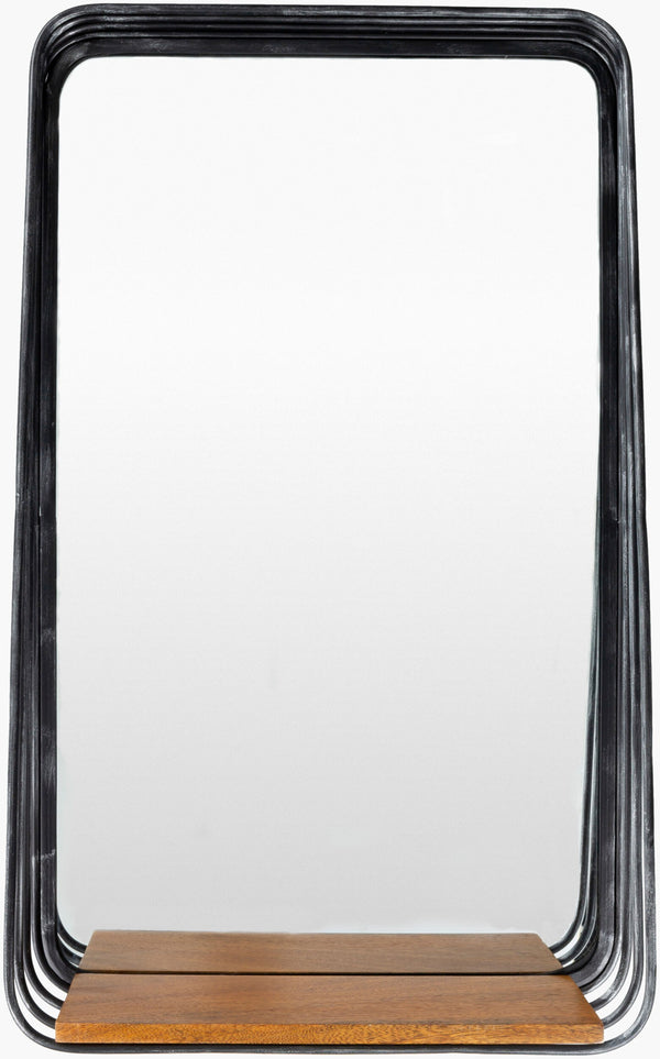 Surya Carter 32"H Hand-painted Vertical Mirror - Charming Metal & Iron Design For Traditional Décor Frame, Black Iron Rrt001-1932