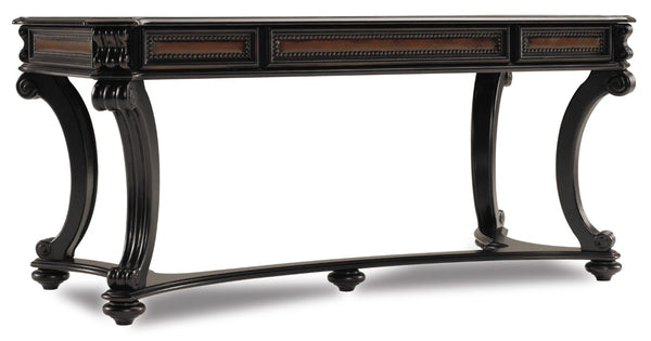 Hooker Furniture Telluride Distressed 66" Writing Desk With Leather Inset, Nailhead Trim & Curved Scroll Legs 370-10-459