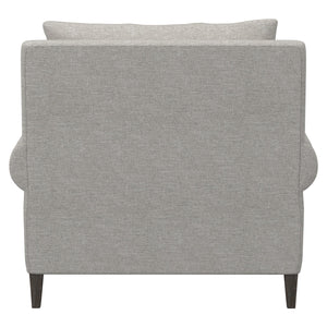 Bernhardt Bernhardt Isabella Chair — Plush Gray Transitional Lounge Seating With Rolled Arms, Exposed Wood Legs (Made-To-Order) P4612B