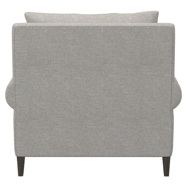 Bernhardt Bernhardt Isabella Chair — Plush Gray Transitional Lounge Seating With Rolled Arms, Exposed Wood Legs (Made-To-Order) P4612B