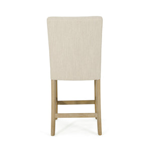 English Elm Christopher Knight Home® - Contemporary Button-Tufted Fabric Counter Stools Set of 2 with Espresso Legs, Waffle Stitch Comfort Beige 71254.00BGE
