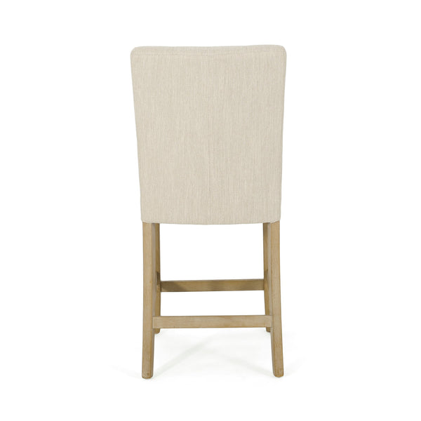 English Elm Christopher Knight Home® - Contemporary Button-Tufted Fabric Counter Stools Set of 2 with Espresso Legs, Waffle Stitch Comfort Beige 71254.00BGE
