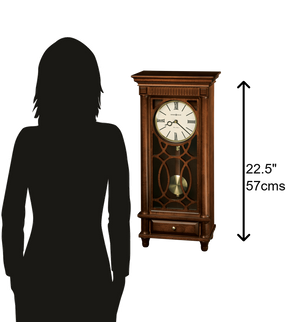 Hekman Furniture 635170 Lorna Mantel Clock - Elegant Tuscany Cherry Finish, Triple Chime, Brass Pendulum & Drawer Design Tuscany Cherry Lorna Mantel Clock 635170