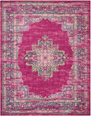 Nourison Passion PSN03 Machine Made Power-loomed Ornamental Border Indoor Only Bohemian Vintage Rug Fuchsia, Pink 100% Polypropylene 99446389732