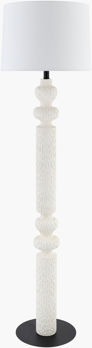 Surya Riversdale 62" Mid-century Modern Accent Floor Lamp With Elegant Linen Shade For Stylish Decor Body, White,Base, White,Shade, White,Finial, Gold,Harp, Metallic ,Bronze,Cord, Translucent Resin,Resin,Linen,Polystyrene,Iron Rsd-001