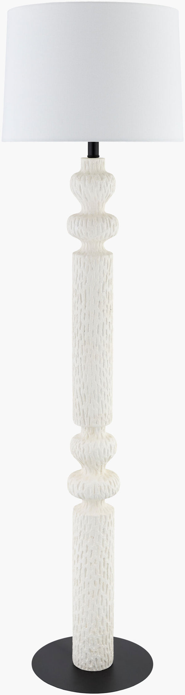 Surya Riversdale 62" Mid-century Modern Accent Floor Lamp With Elegant Linen Shade For Stylish Decor Body, White,Base, White,Shade, White,Finial, Gold,Harp, Metallic ,Bronze,Cord, Translucent Resin,Resin,Linen,Polystyrene,Iron Rsd-001